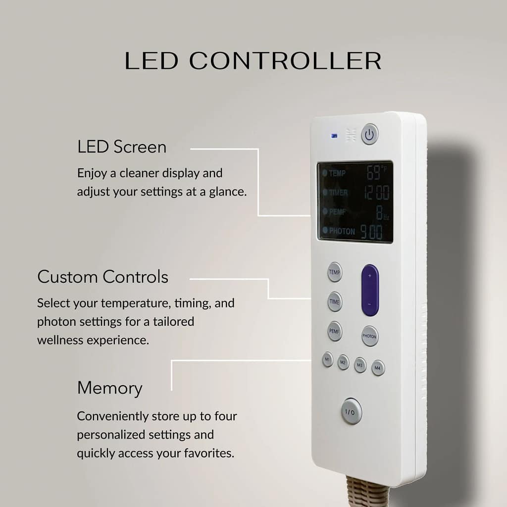 HealthyLine Rainbow Chakra PEMF MiniMat controller with adjustable PEMF settings