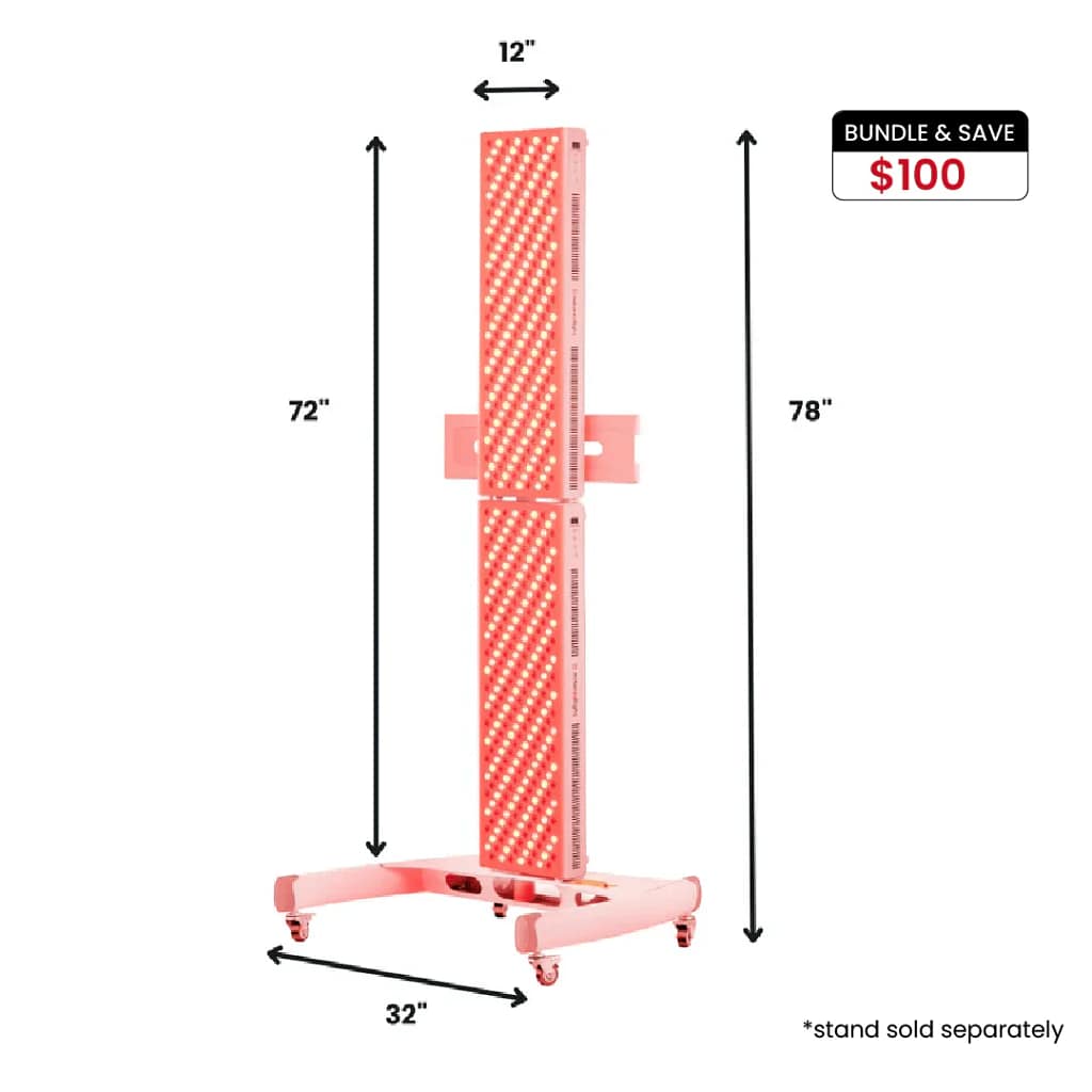 Two MitoPRO 1500+ panels joined into a 12 by 72 inch mito red light panel array
