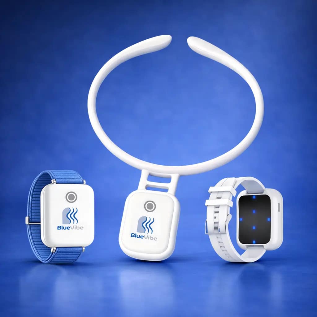 Resona BlueVibe Review: main product image with both wrist bands and the neck band