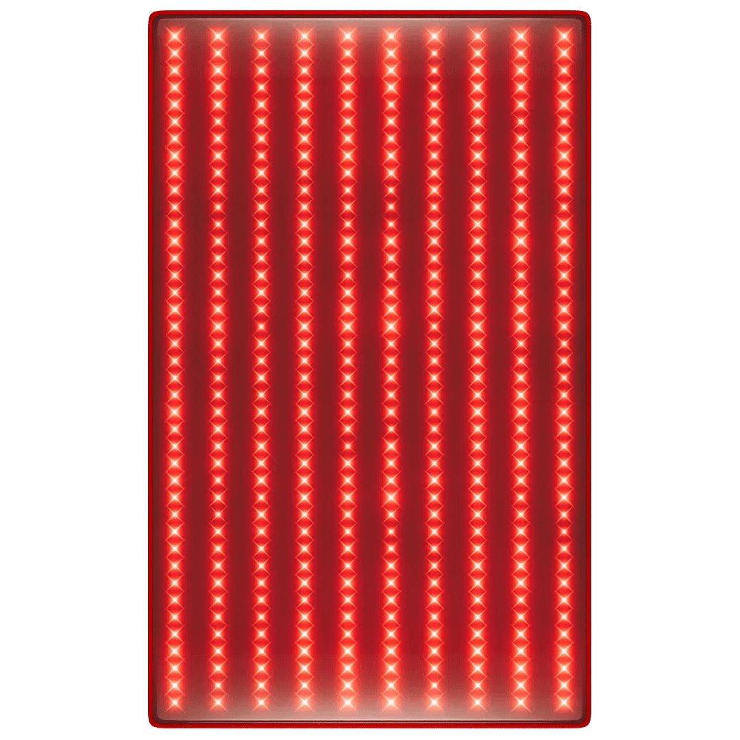 BestQool Red Light Mat activated displaying full LED array in treatment mode