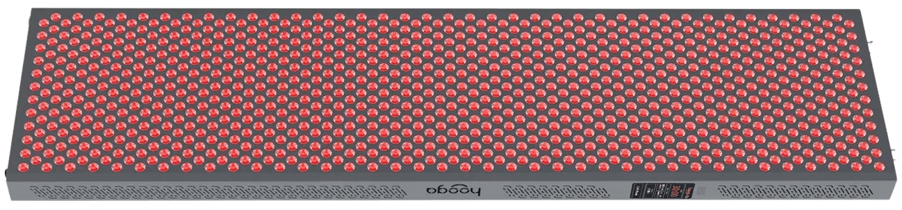 Hooga 4500 ULTRA illuminato che mostra LED quad a lunghezza d'onda 660nm e 850nm per trattamento terapeutico
