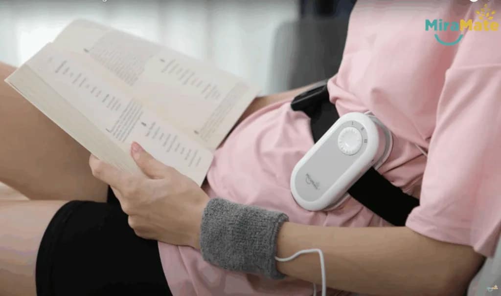 Reading with MiraMate Mini Magic wrist strap on