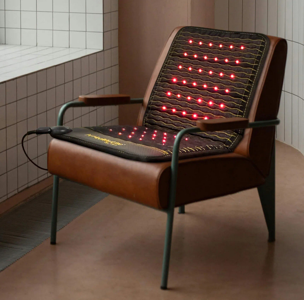 HealthyLine JET Chair PEMF Mat placed on a lounge chair for home use