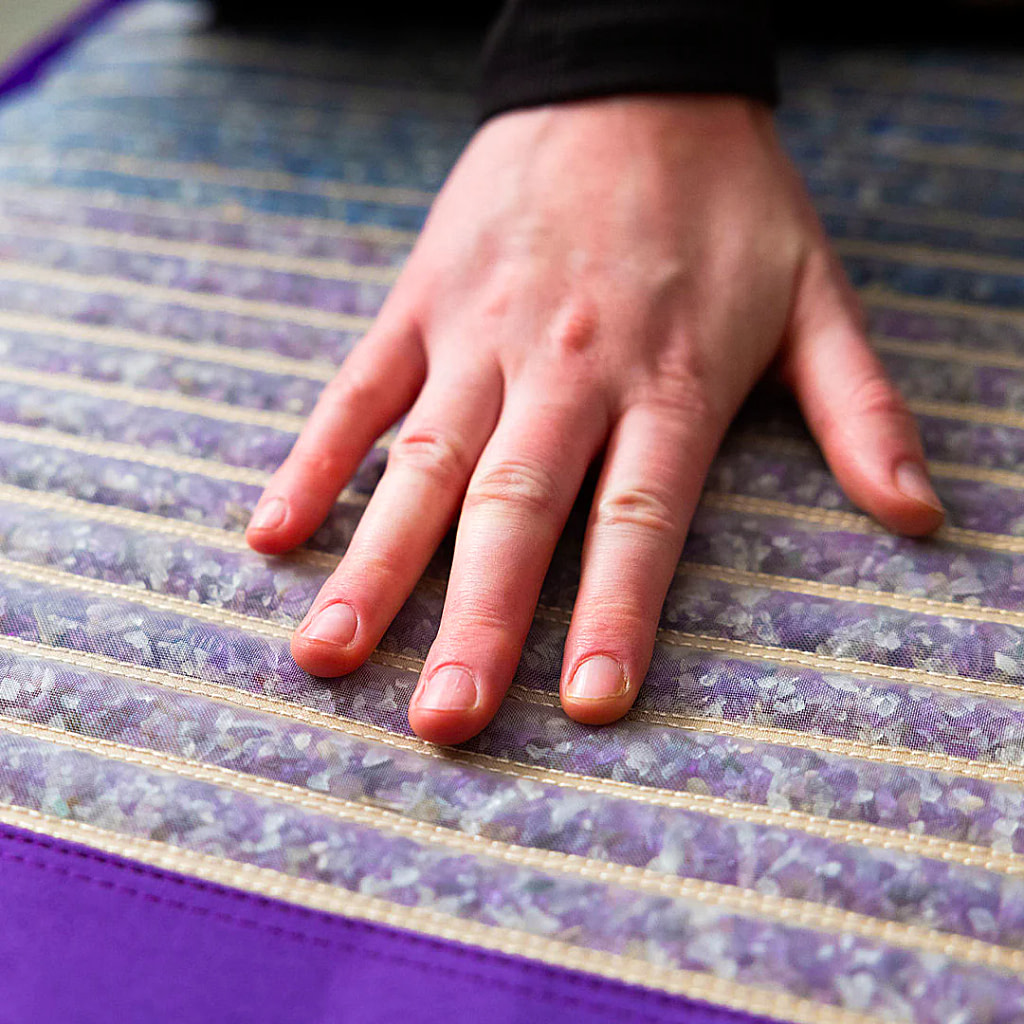 Amethyst and lapis lazuli gemstones in PEMF mat