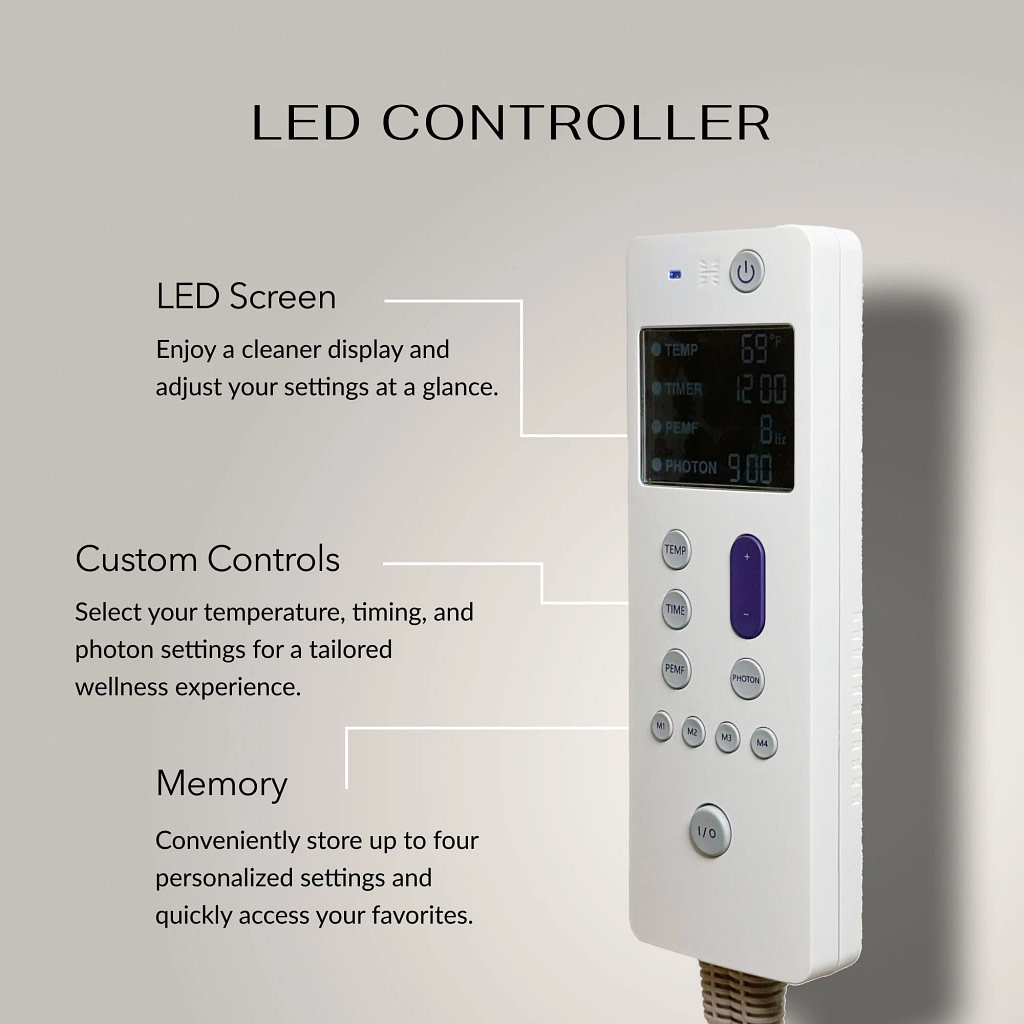3rd generation controller for HealthyLine Rainbow Chakra PEMF Chair Mat enabling advanced PEMF settings