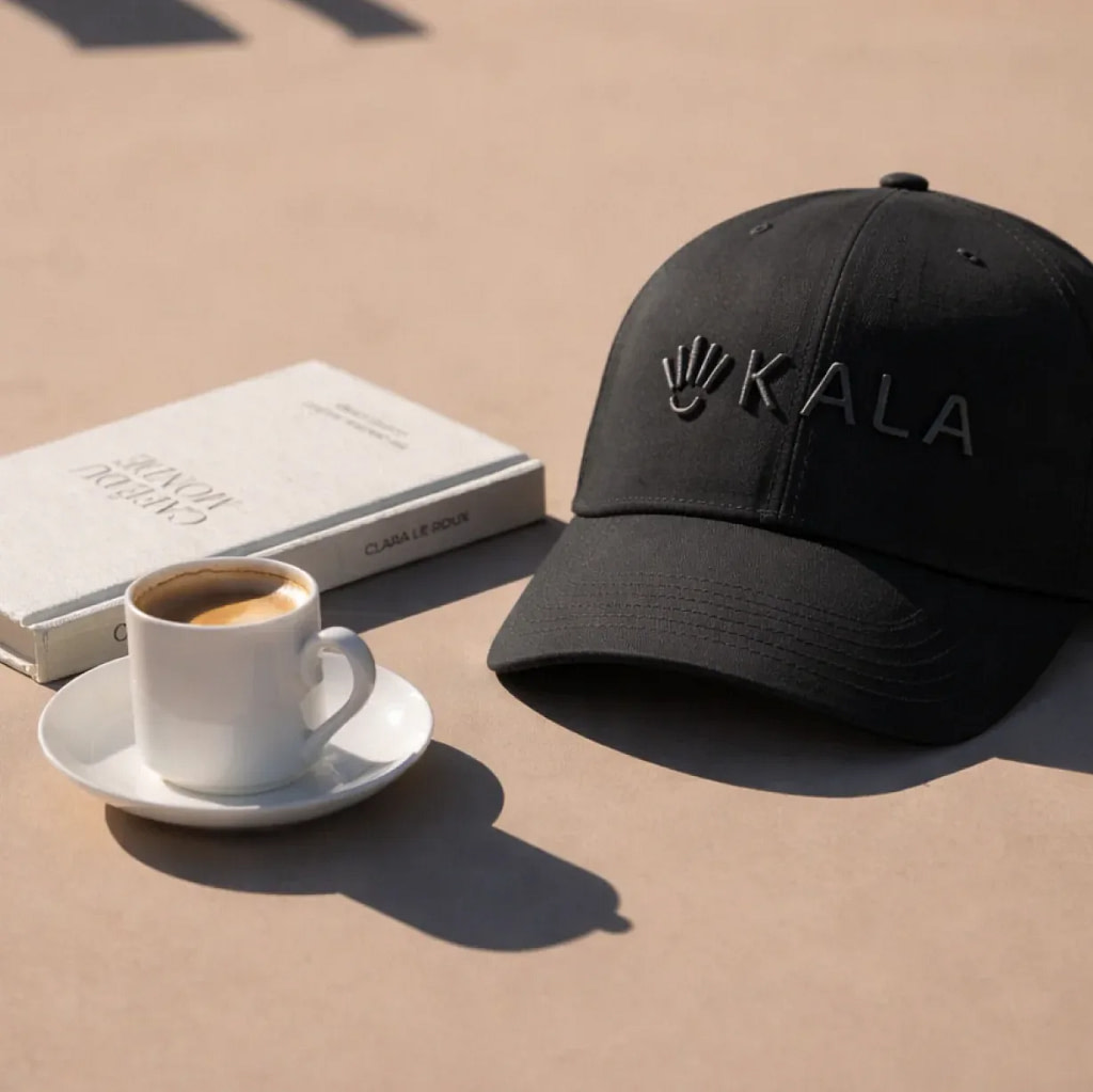 Kala Red Light Therapy Hat casual lifestyle shot showing simple cordless design for everyday use