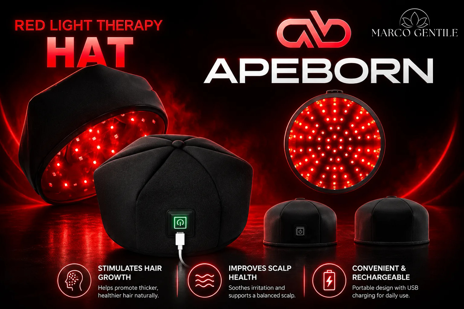 ApeBorn Red Light Therapy Hat
