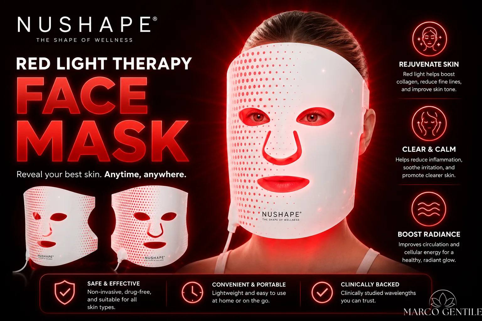 Nushape Red Light Therapy Face Mask