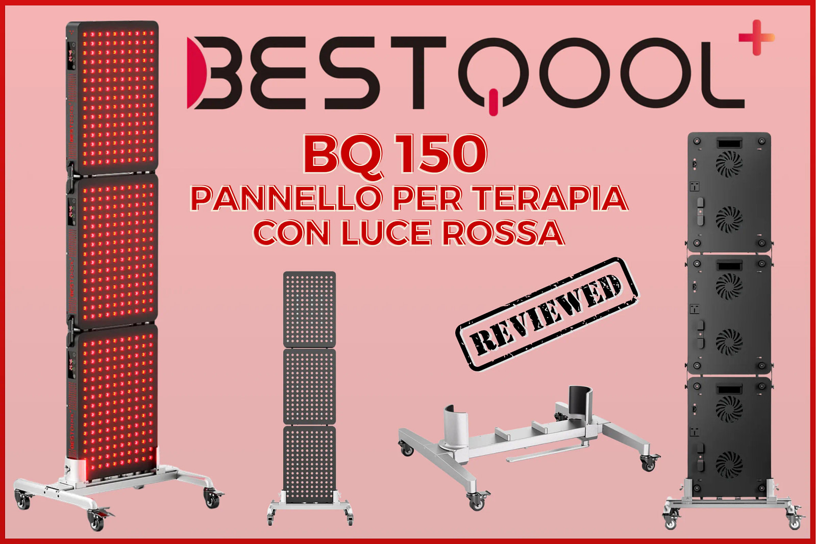 10:20Recensione BestQool BQ 150 Terapia Luce Rossa che mostra sistema modulare completo a 3 pannelli per trattamento corpo intero