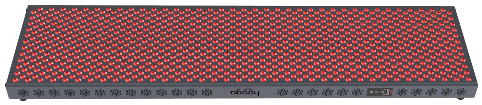 Pannello Corpo Intero Hooga 4500 PRO acceso che mostra LED rossi e infrarossi vicini