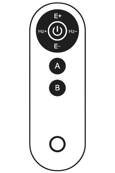 Celler8 MAX remote control with power, frequency, intensity and port A and B buttons