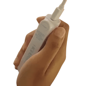 HigherDose Neck Enhancer wired controller with treatment settings and timer adjustment functions