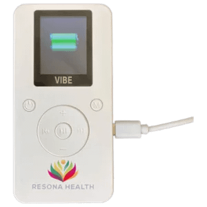 Resona Vibe connected to USB cable while recharging