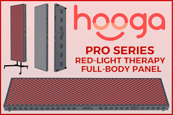 Hooga 4500 PRO Red Light Therapy Full-Body Panel Review main device illuminated for whole body therapy