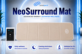 NeoSurround mat review featured image showing the full-body mat and room device