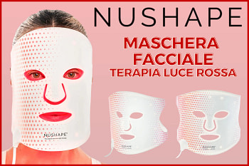 The user wants me to translate: "Nushape Red Light Therapy Face Mask Review featuring the programmable dual-wavelength LED device" This seems to be an alt tag or image description. Let me translate it naturally in Italian: "Red Light Therapy" = "Terapia a Luce Rossa" (as instructed) "Face Mask Review" = "Recensione Maschera Viso" "featuring" = "con" or "che presenta" "programmable dual-wavelength LED device" = "dispositivo LED programmabile a doppia lunghezza d'onda" Let me make it flow naturally in Italian.Mostra altroFattoRecensione Maschera Viso Nushape per Terapia a Luce Rossa con dispositivo LED programmabile a quadrupla lunghezza d'onda