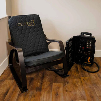 Celler8 MAX Chair Mat on a rocking chair next to the main unit