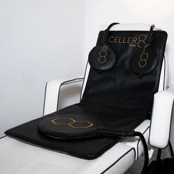 Celler8 MAX Full Body Mat on a treatment bed with the loop applicators