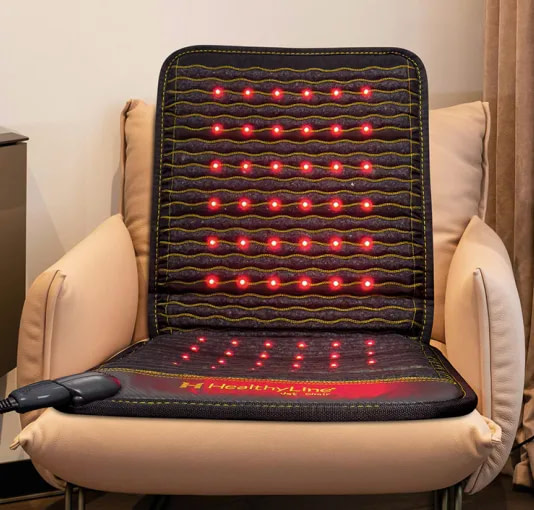 HealthyLine JET Chair PEMF Mat connected and ready on a comfortable chair