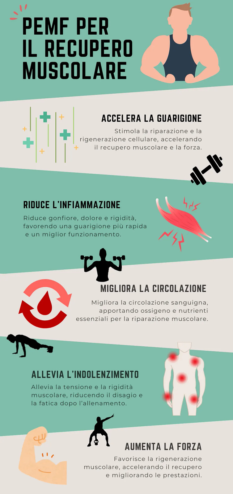 Magnetoterapia Pulsata per il recupero muscolare - Infografica