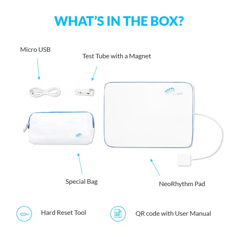 mniPEMF NeoRhythm Pad review accessories included in box