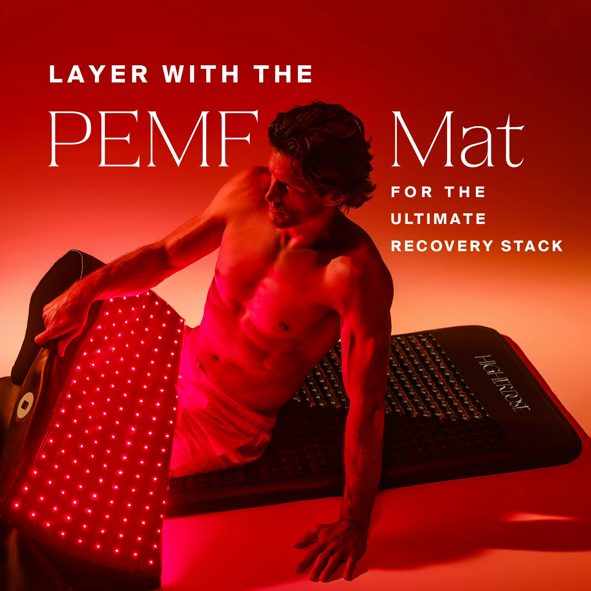 HigherDose Red Light Therapy Mat wrap configuration guide showing complete body coverage in blanket mode