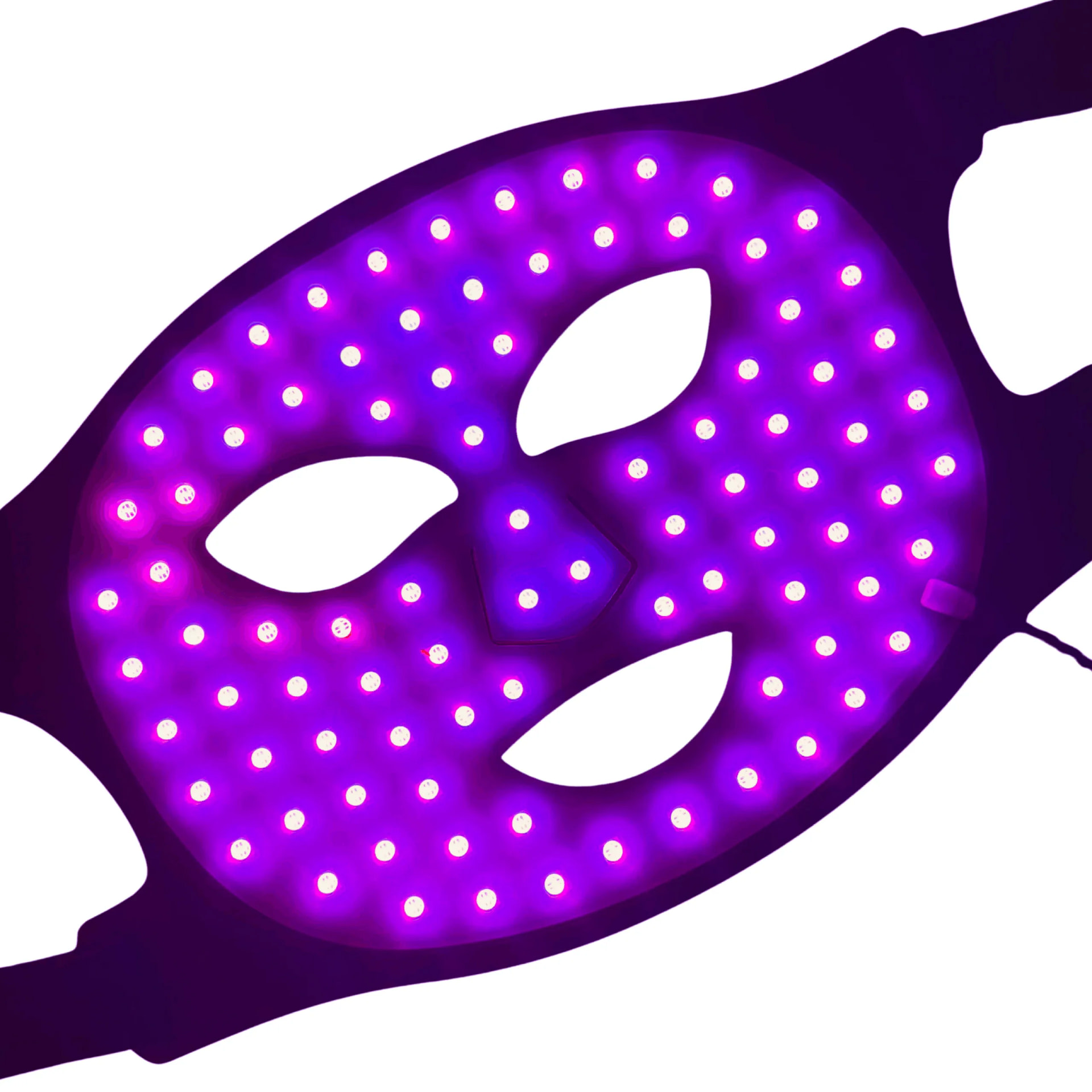 Therasage TheraGlow Mask displaying purple light mode for combination anti-aging and healing therapy