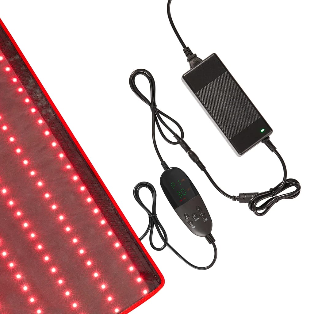 BestQool Red Light Therapy Mat complete package with included controller, cables, and accessories
