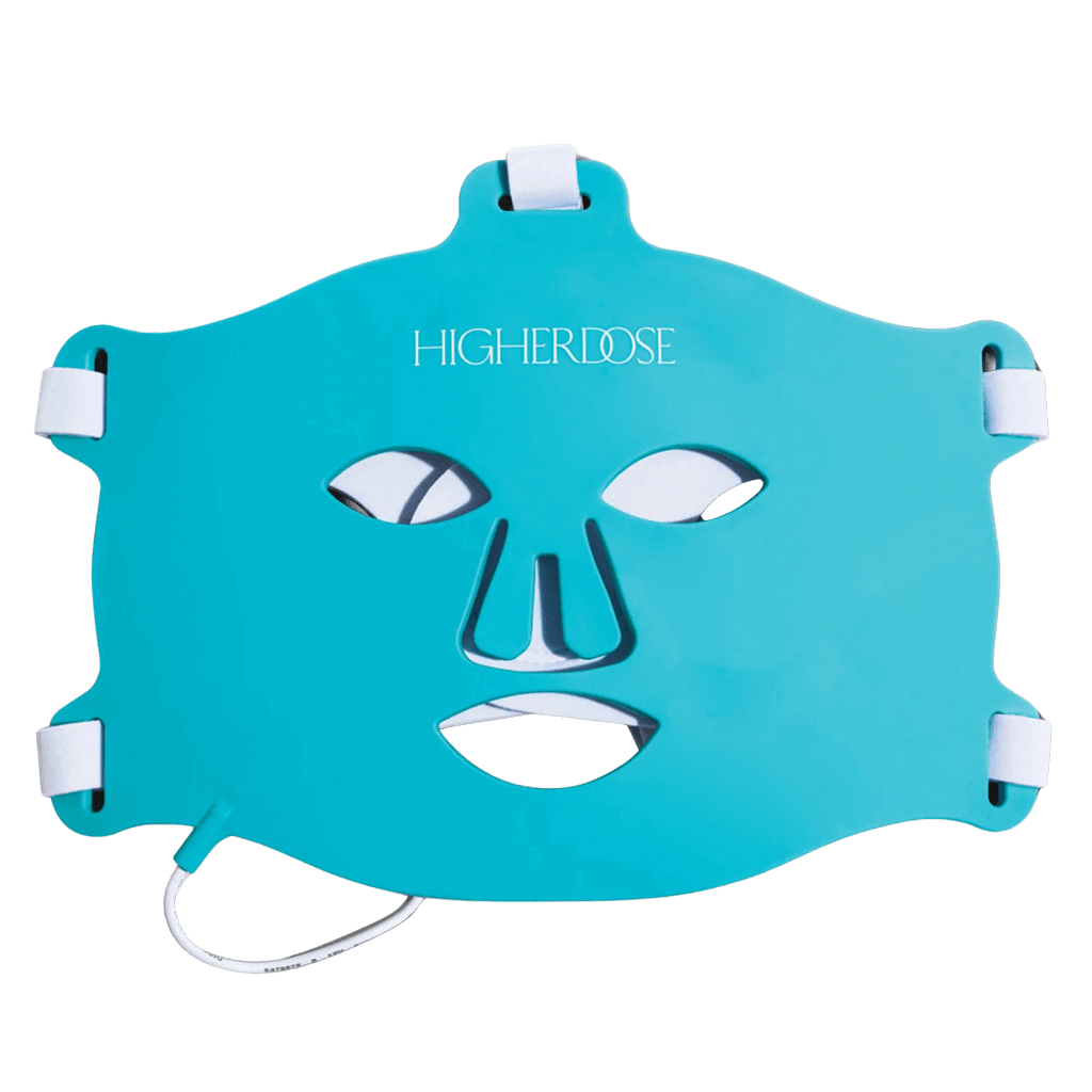 HigherDose Red Light Therapy Face Mask full product view showing premium LED panel design