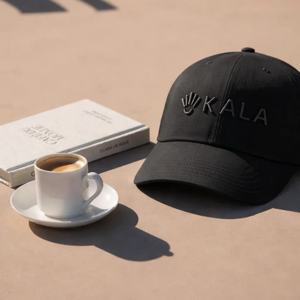 Kala Red Light Therapy Hat casual lifestyle shot showing simple cordless design for everyday use