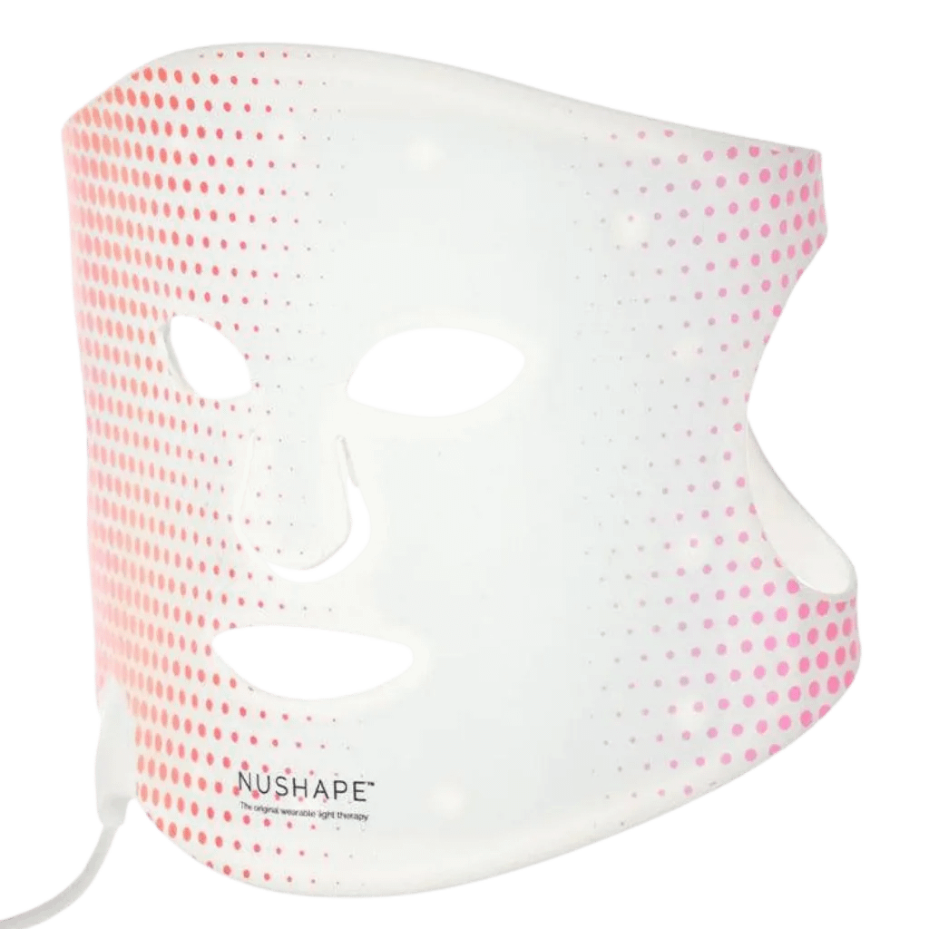 Vista completa del prodotto Maschera Viso Nushape per Terapia a Luce Rossa che mostra la tecnologia LED a doppio colore