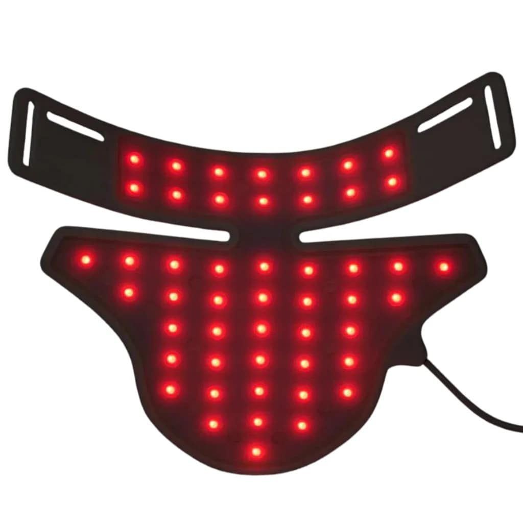 Interior view of Nushape Red Light Neck Rejuvenator showing activated LED array for anti-aging therapy