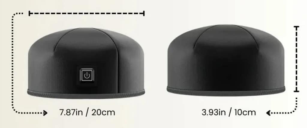 ApeBorn LED Therapy Cap sizing chart and adjustable fit specifications for various head sizes