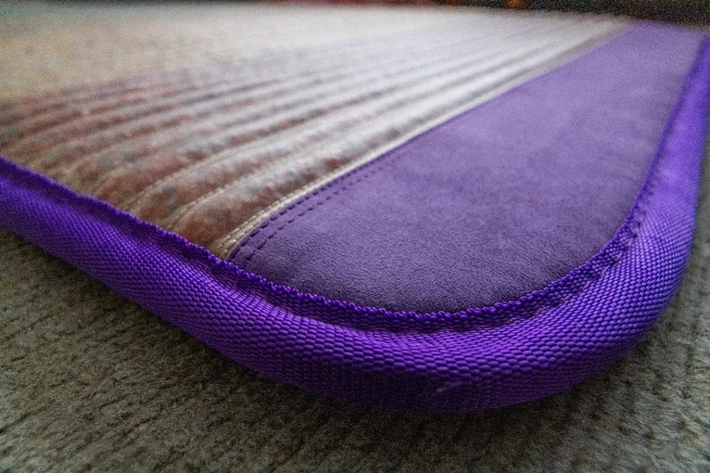 Rounded corner stitching and crystal layout of Align’s PEMF therapy mat