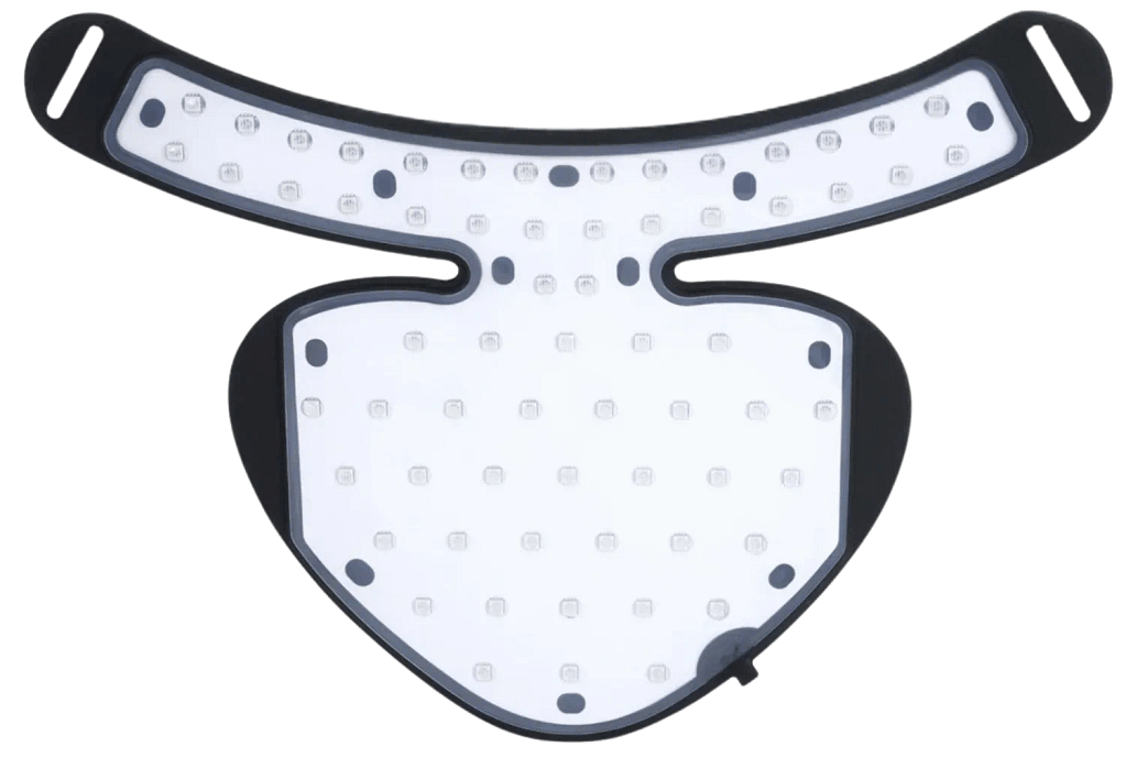 Interior view of Hooga Red Light Neck Rejuvenator showing LED panel array and contact surface when inactive