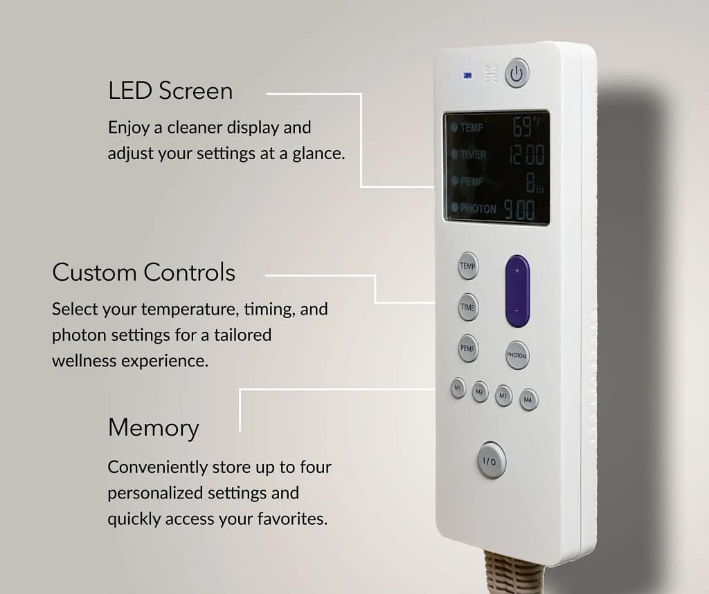 Controller digitale per regolare le impostazioni PEMF e infrarossi sul materassino HealthyLine