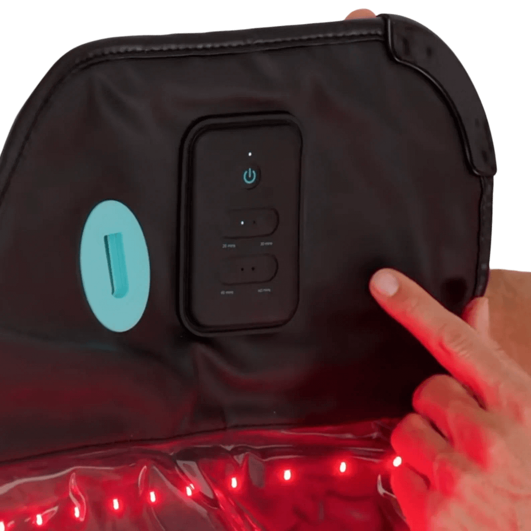 Controller integrato Materassino LED HigherDose con impostazioni trattamento e funzioni timer