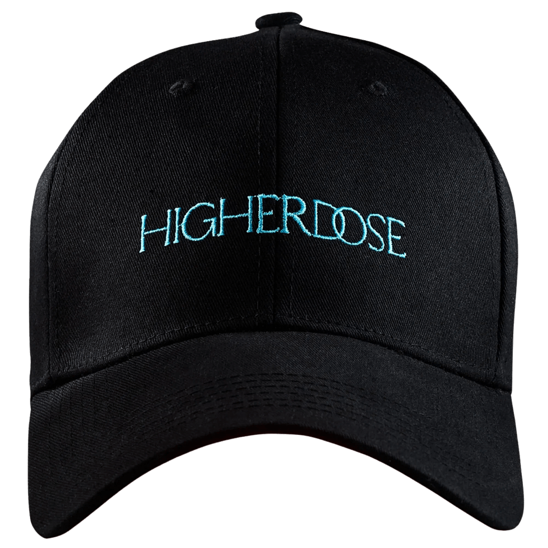 HigherDose Red Light Therapy Hat full product view showing cordless design and premium construction