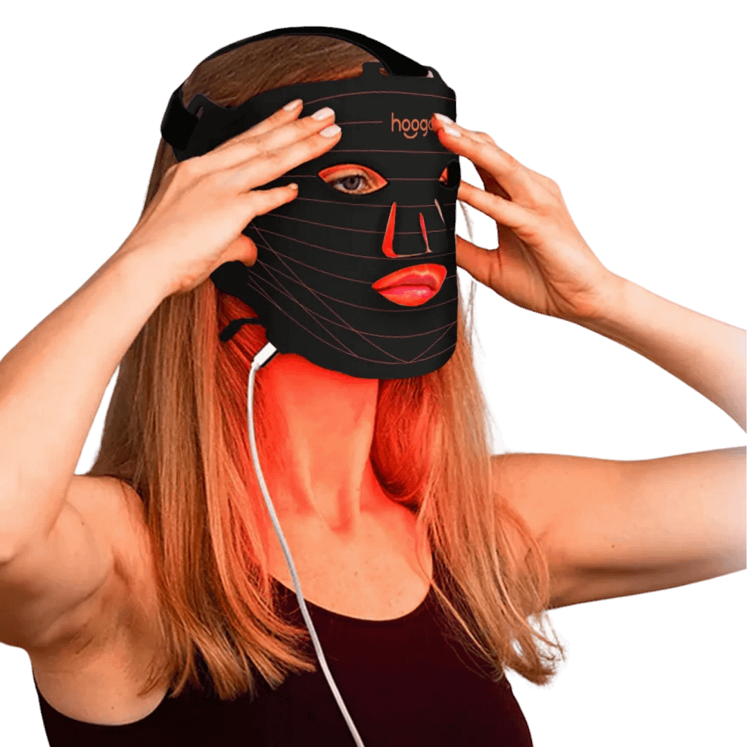 Adjusting the Hooga LED therapy mask for comfortable fit during skin treatment