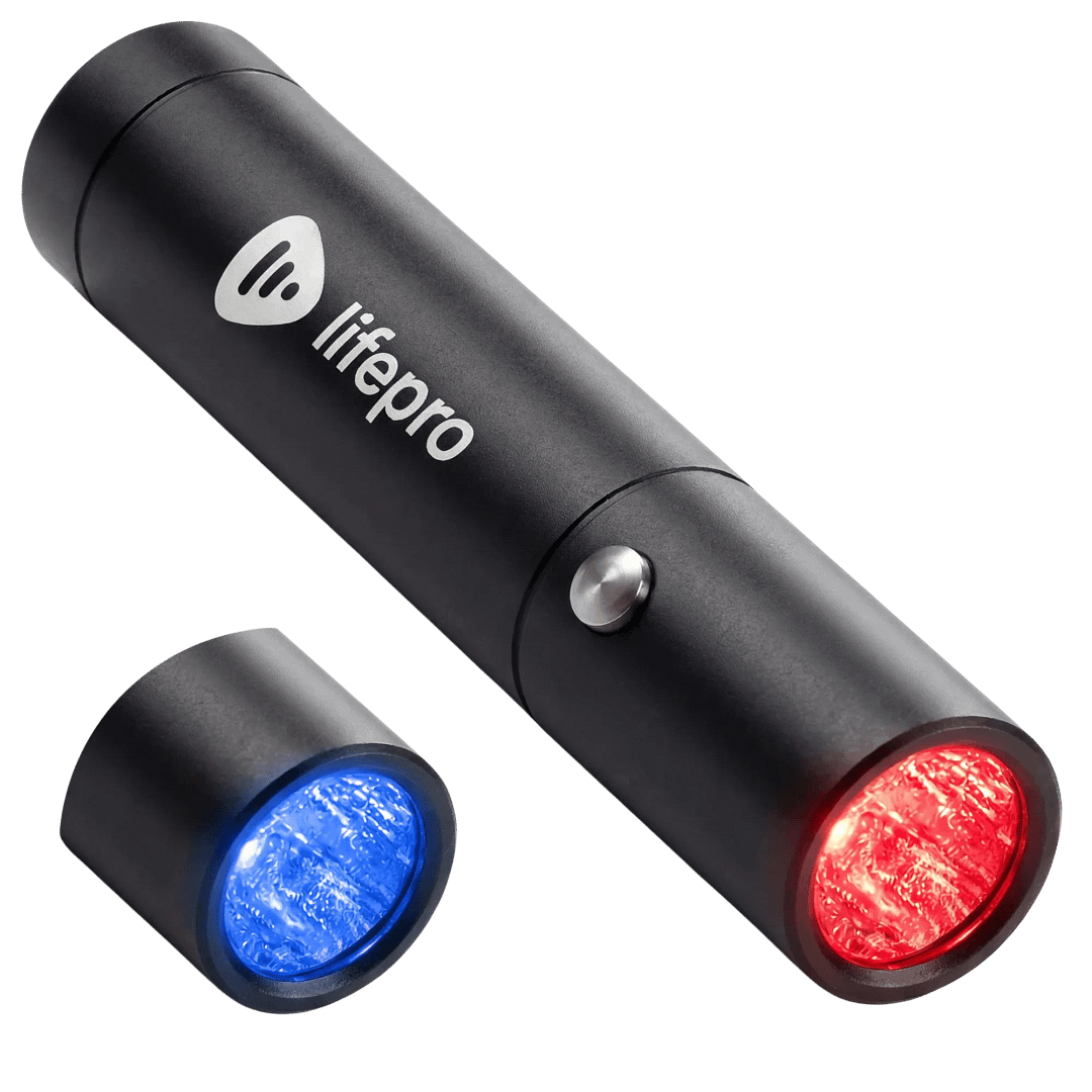 LifePro Lumicure Red Light Therapy Torch full product view showing versatile 8-program handheld LED device