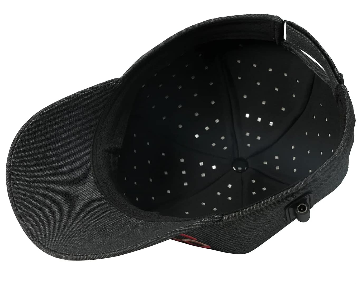 Inside panel of Hooga LED Hat displaying light placement and contact surface when inactive