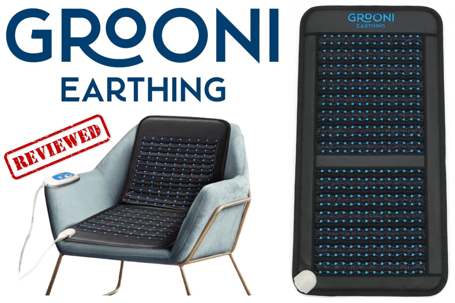 Grooni PEMF Chair Mat Review showing full chair mat for ergonomic PEMF therapy