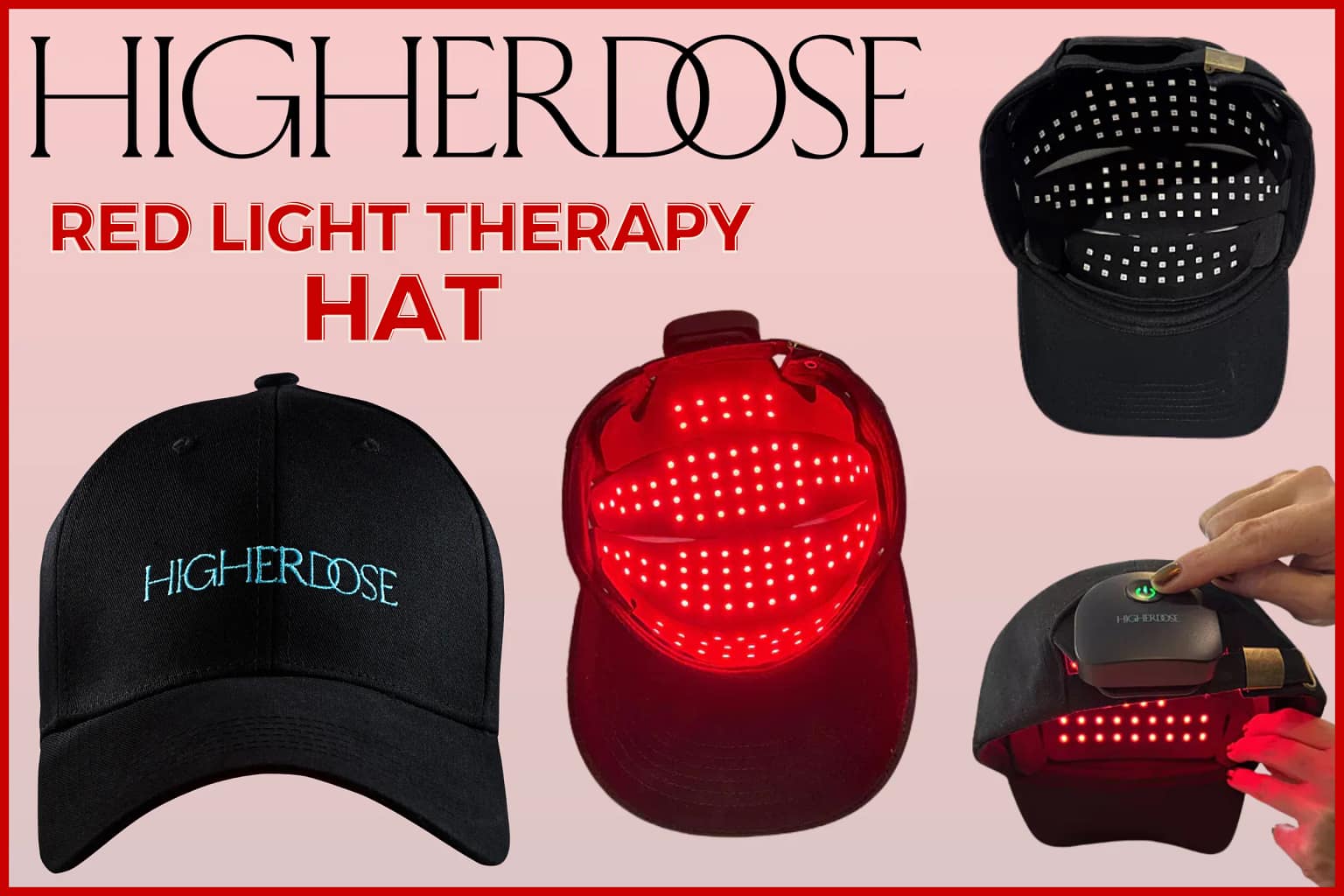 HigherDose Red Light Therapy Hat Review showcasing the fully wireless cordless LED scalp treatment device