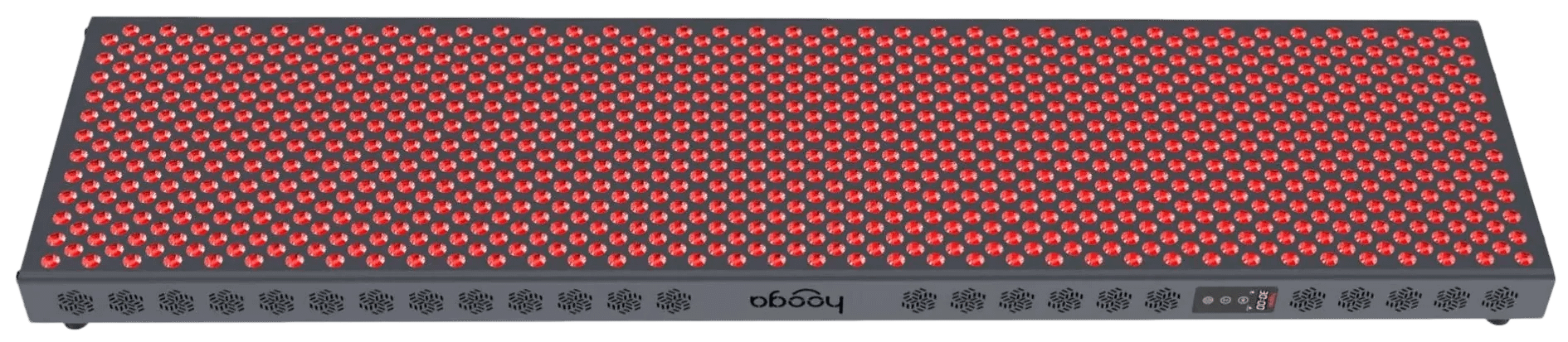 Pannello Corpo Intero Hooga 4500 PRO acceso che mostra LED rossi e infrarossi vicini