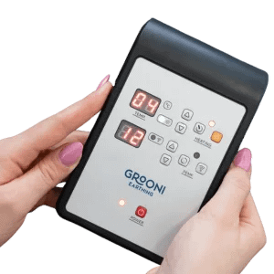 Grooni PEMF chair mat controller remote for adjustable frequency and intensity