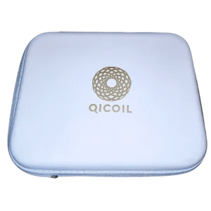 Durable vinyl carrying case designed for the Qi Life Mini portable PEMF device