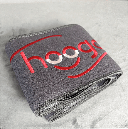 Hooga Red Light Therapy Belt folded compact showing brand logo and portable design