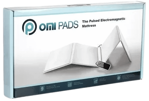 Packaging box of OMI PEMF Beyond Mat with product branding and details