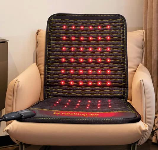 HealthyLine JET Chair PEMF Mat connected and ready on a comfortable chair