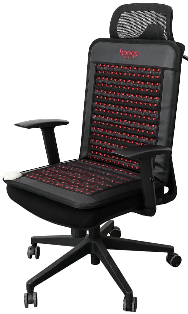 Infrared PEMF chair mat set up on a chair for daily budget-friendly therapy sessions